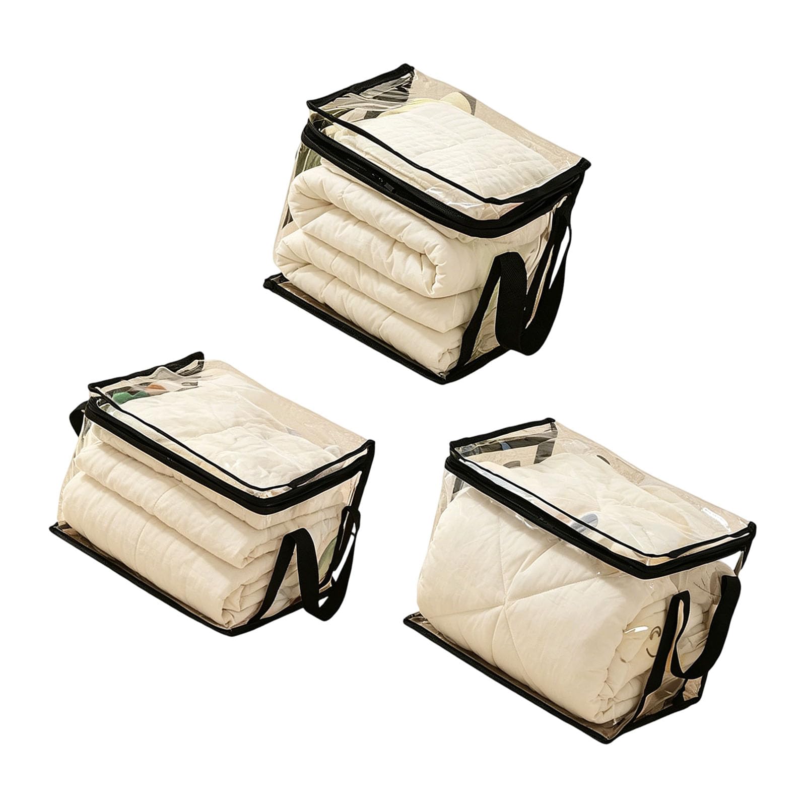Mekalero Black Of 3 Transparency Organizers Storage Bags With Zippered Closure For Storing Toy Documents Dustproof Storage Pouches