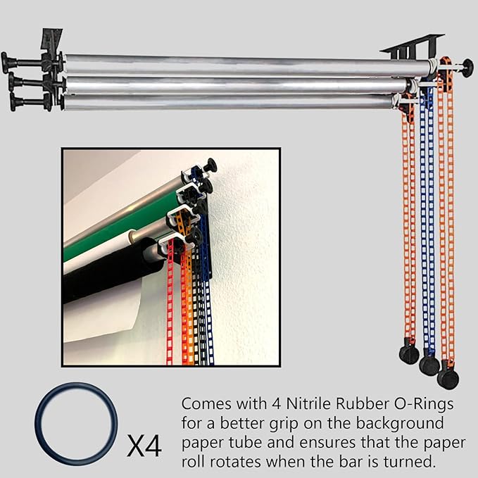 Barra transversal de metal inoxidable de 3m para soporte de fondos fotográficos miniatura 2