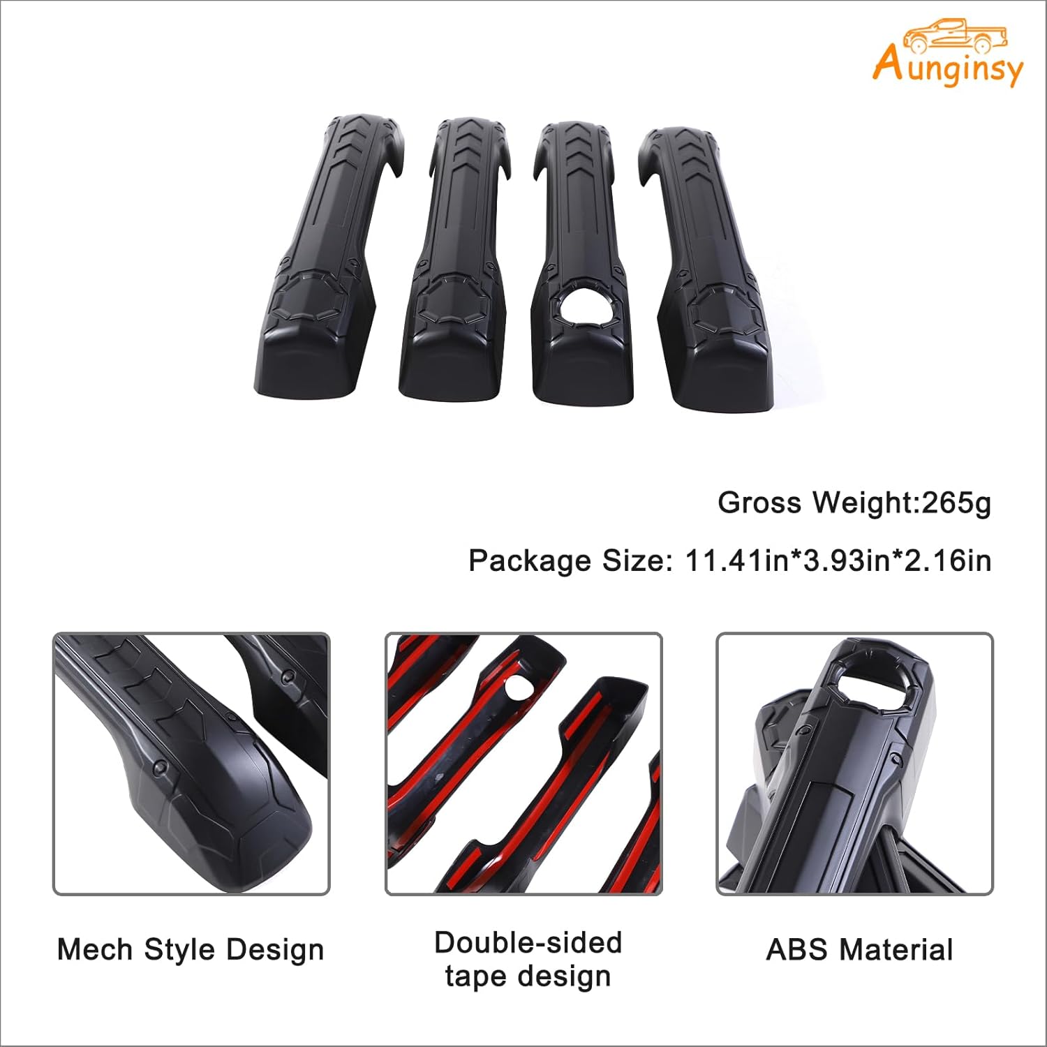 Aunginsy Car Exterior Door Handle Trim Covers Compatible with Toyota Tundra/Sequoia 2022-2025 Front Rear Door Handle Cover Outside Door Handle Outer Covers Protector Shell ABS Accessories, Mech Style