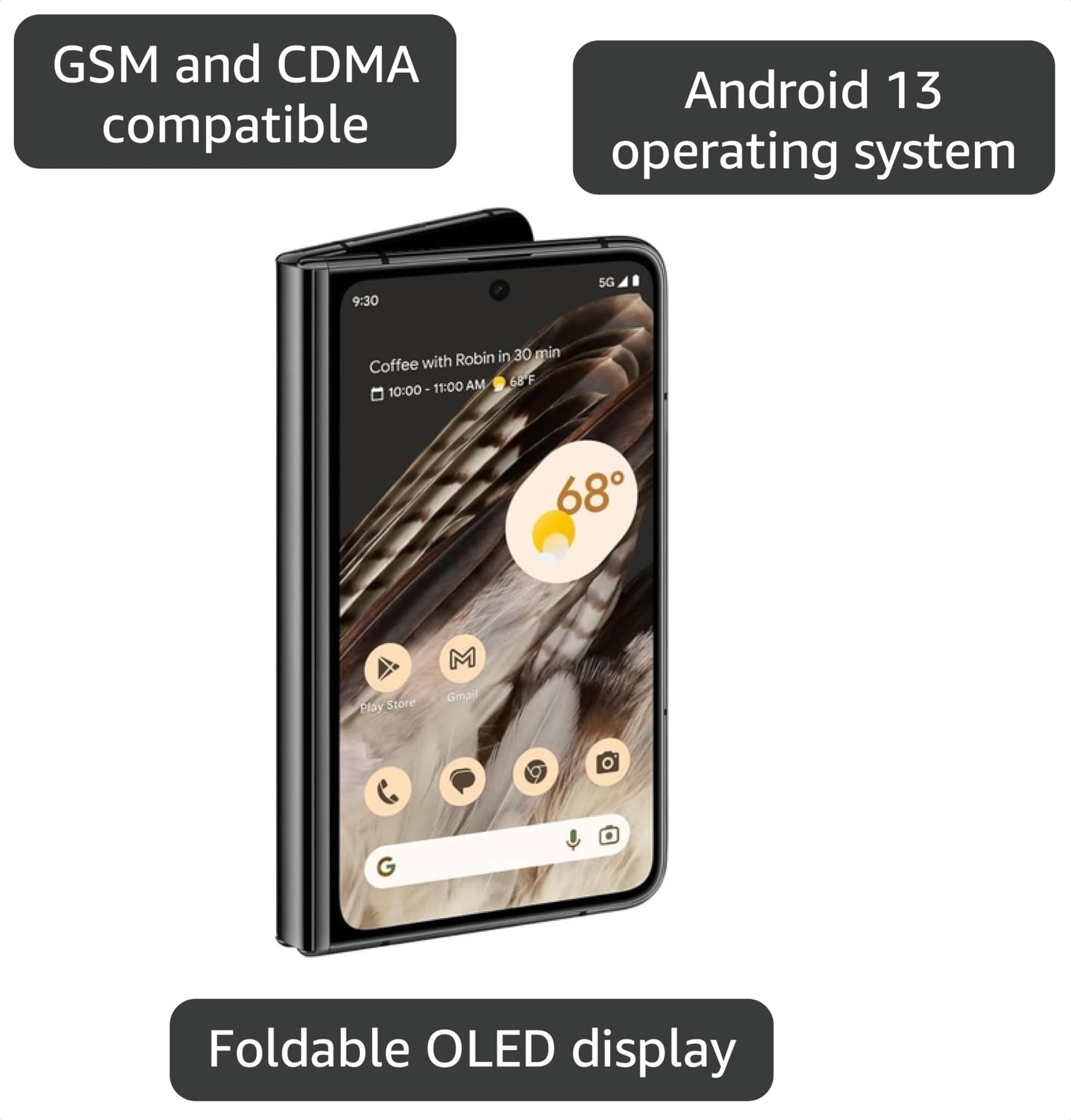 Amazon.com: Google Pixel Fold, 256GB, Obsidian - Unlocked (Renewed