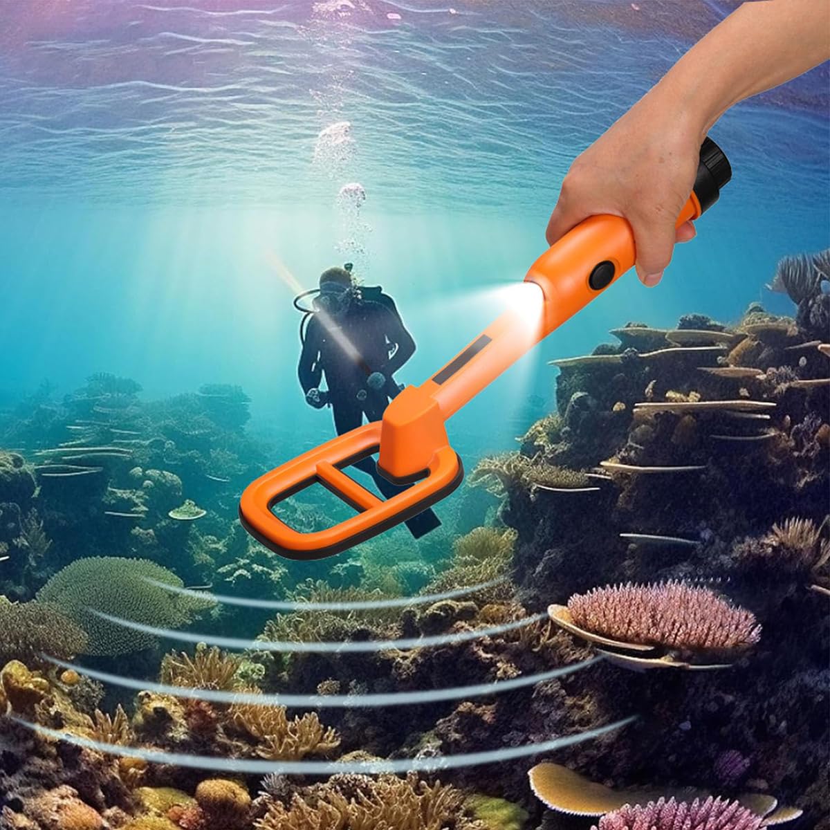 Riven Metal detector, rilevatore di monete subacquee portatile, scanner subacqueo, localizzatore di metalli per lago, fondali marini, spiaggia (arancione)