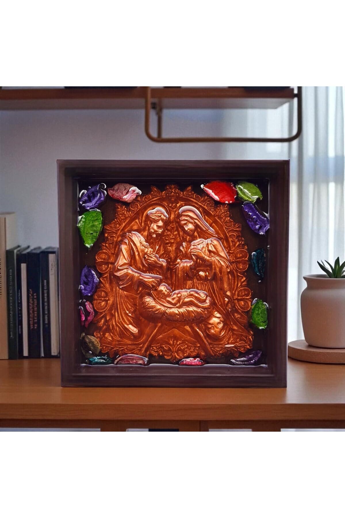 Décoration Murale Religieuse en Bois pour coin prière et salon rustique 17.5cm
