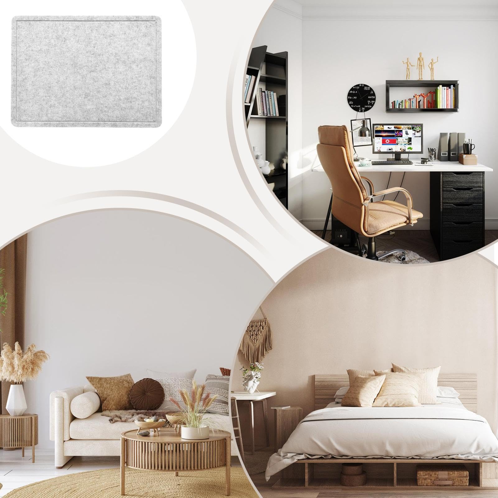 Bacheca In Feltro Camel Con Bordo Smerlato - 91x61 Cm Piegevole E Autoadesiva - Per Ufficio, Casa E Scuola
