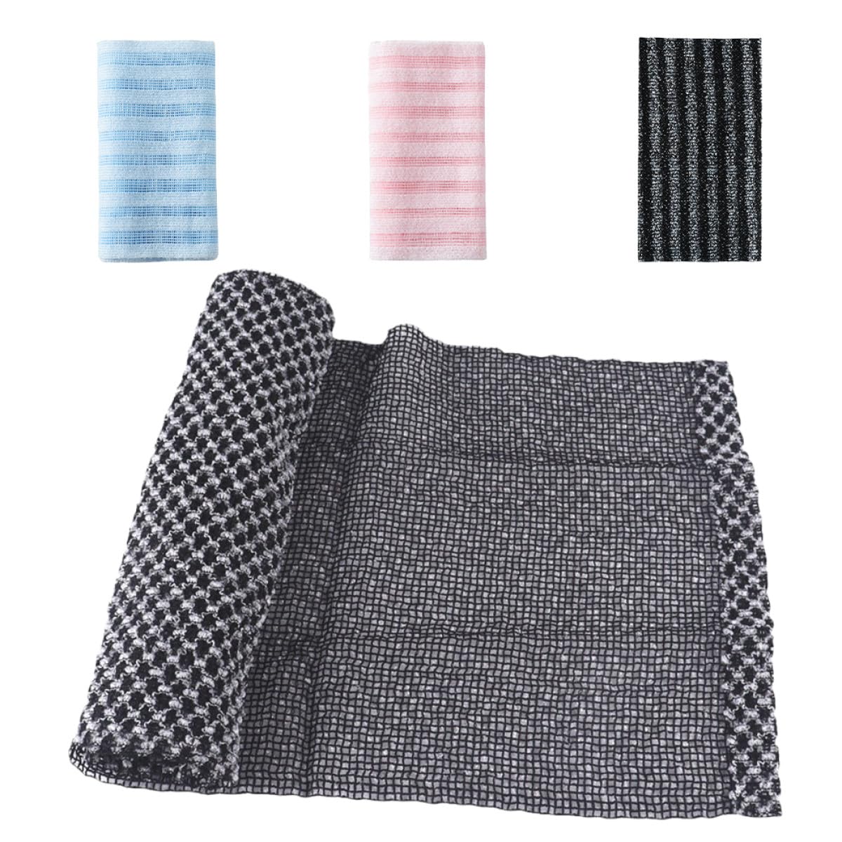 Serviettes exfoliantes japonaises (lot de 4) longues en tissu doux pour corps et dos