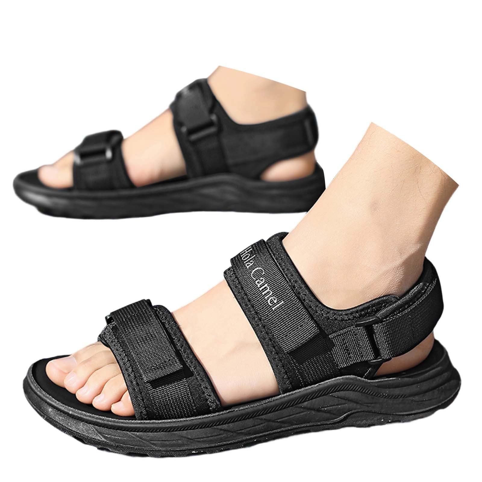 Generisch Trekkingsandalen Herren, Leder Sandalen Mit Klettverschluss, Trekking Sandalen, Sommersandalen Sport- & Outdoorsandalen Ledersandalen Sommer Schuhe Breite Füße Wandersandalen Sommerschuhe
