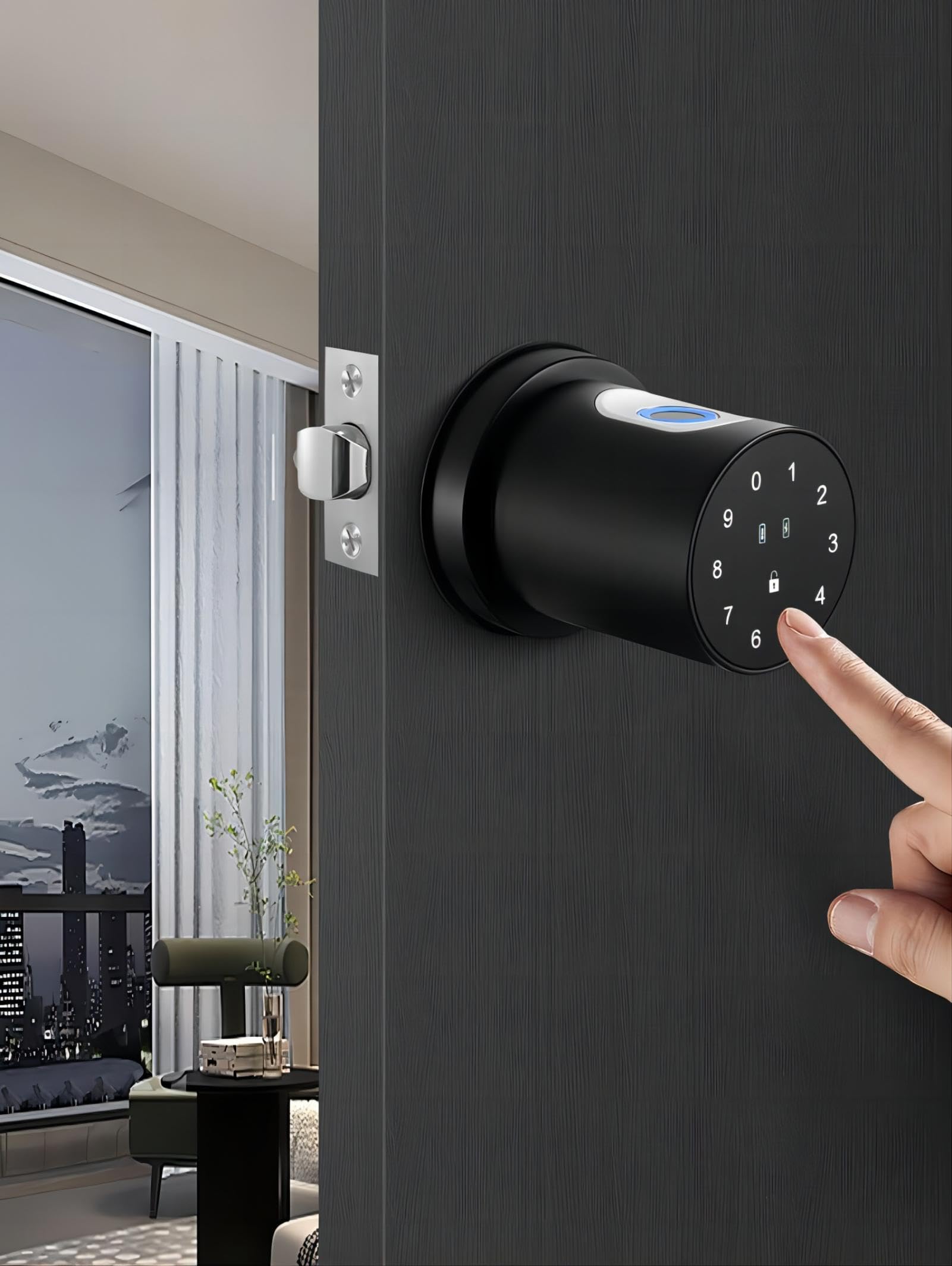 AloveH Smart Fingerprint Lock, Keyless Entry with Keypad & Biometric Code, Tuya App Compatible (Black) - Image 3