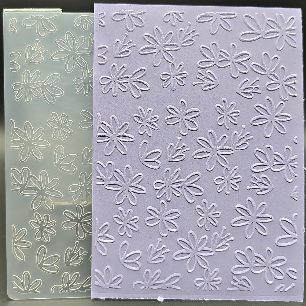 Plastic Embossing Folder A6 Size Small Flowers Pattern Paper Crafts Plastic Textured Impressions for Card Making Scrapbooking