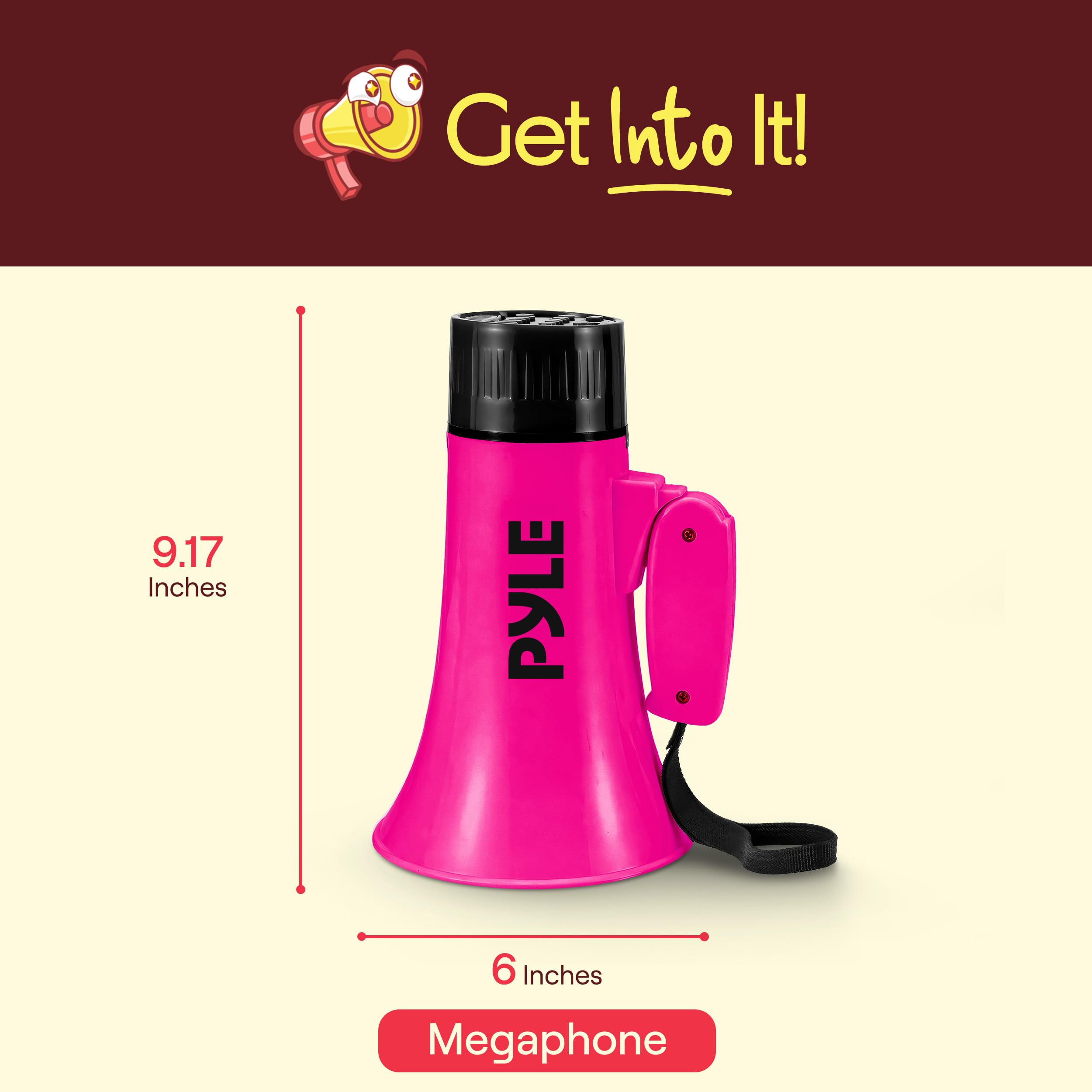 Pyle Megaphone Haut-Parleur 30 W | Mégaphone Bullhorn Rechargeable avec bandoulière, sirène, Bluetooth et changeur de Voix | Portée de 550 m | Enregistrement et Lecture | Design résistant aux
