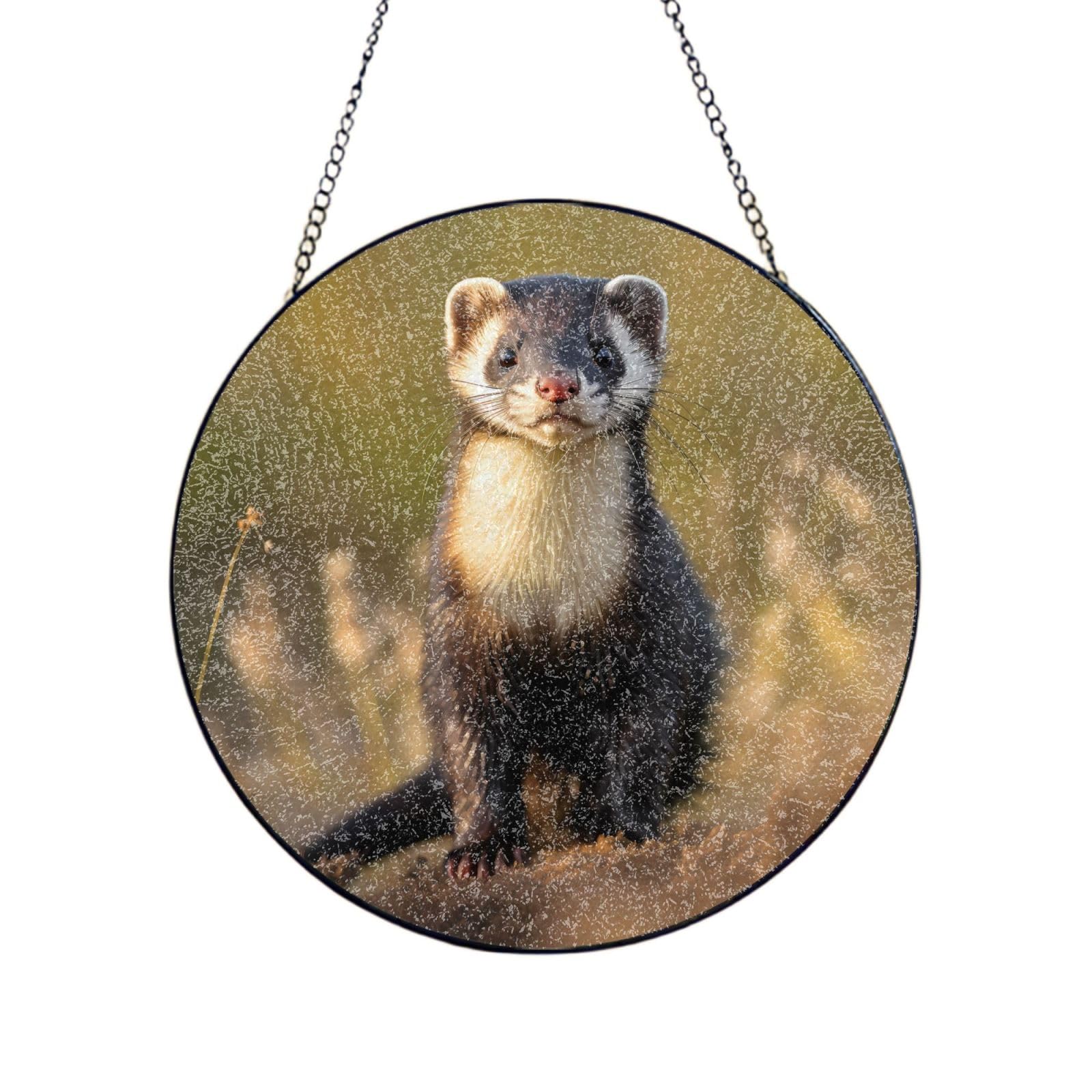 Phayah Meerkats On The Ground Print Stained Glass Window Hanging Sun Catchers Decoration Mother'S Day Birthday Gifts For Home Garden Porch 8in（20cm）