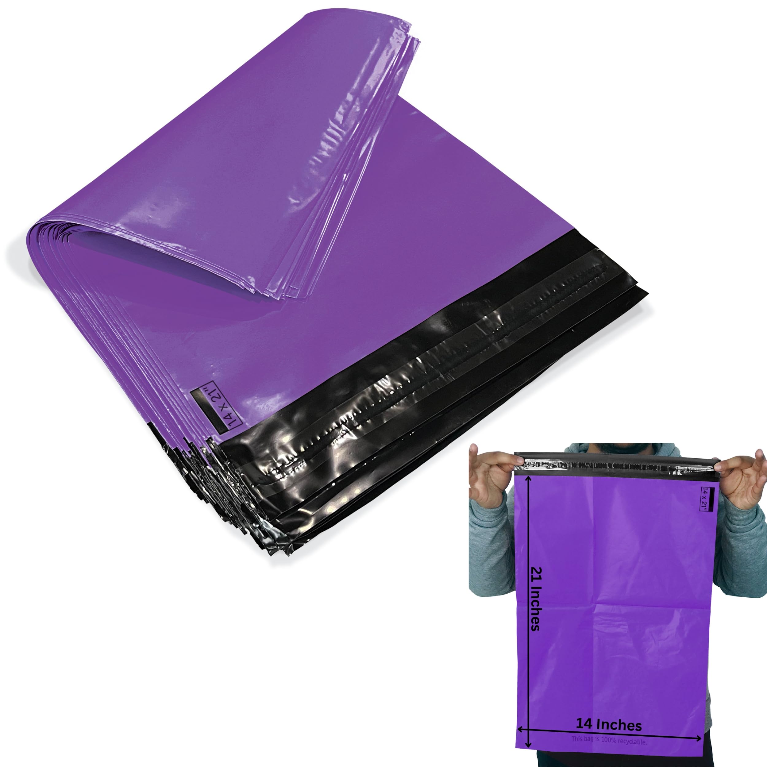 JeeJaan® 50 Pcs Purple Parcel Bags 14x21 in Mailing Bag 355 x 533 mm Poly Mailers Postage Bag Strong Recyclable Packing for Envelope & Courier Shipping Recycleble Delivery Bags
