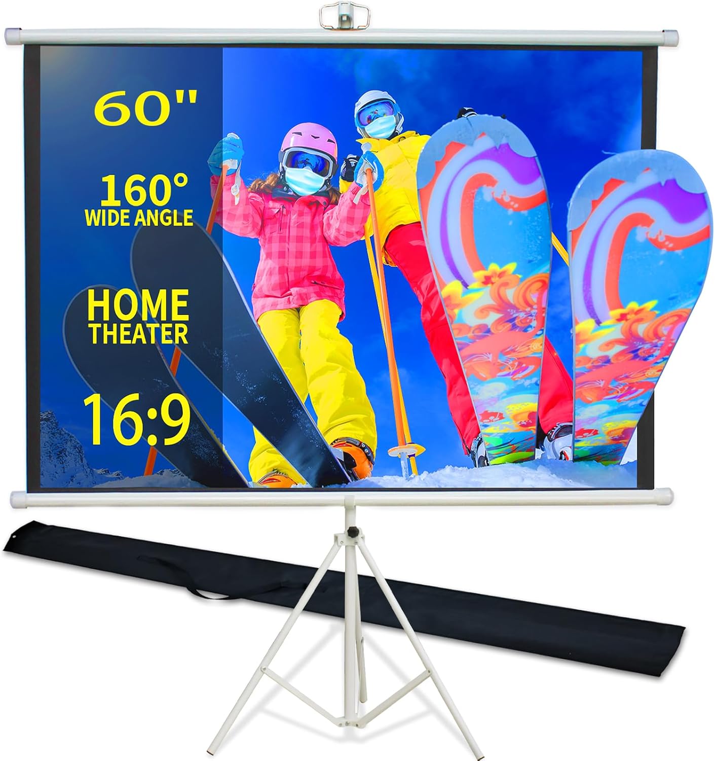 60 Inch Projector Screen Portable with Stand & Carry Bag, 4:3 Aspect Ratio, Lightweight Foldable Design for Home Theater & Outdoor Movies, Easy Setup Indoor Outdoor Projection Screen (60") 60-inch Bracket Type Projection Screen