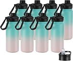 24oz Insulated Water Bottle with Straw Lid, Stainless Steel Metal Water Bottle with Straw & Wide Mouth Lid, Double Wall Vacuum Water Bottle for Hiking Camping, Black 1 Pack