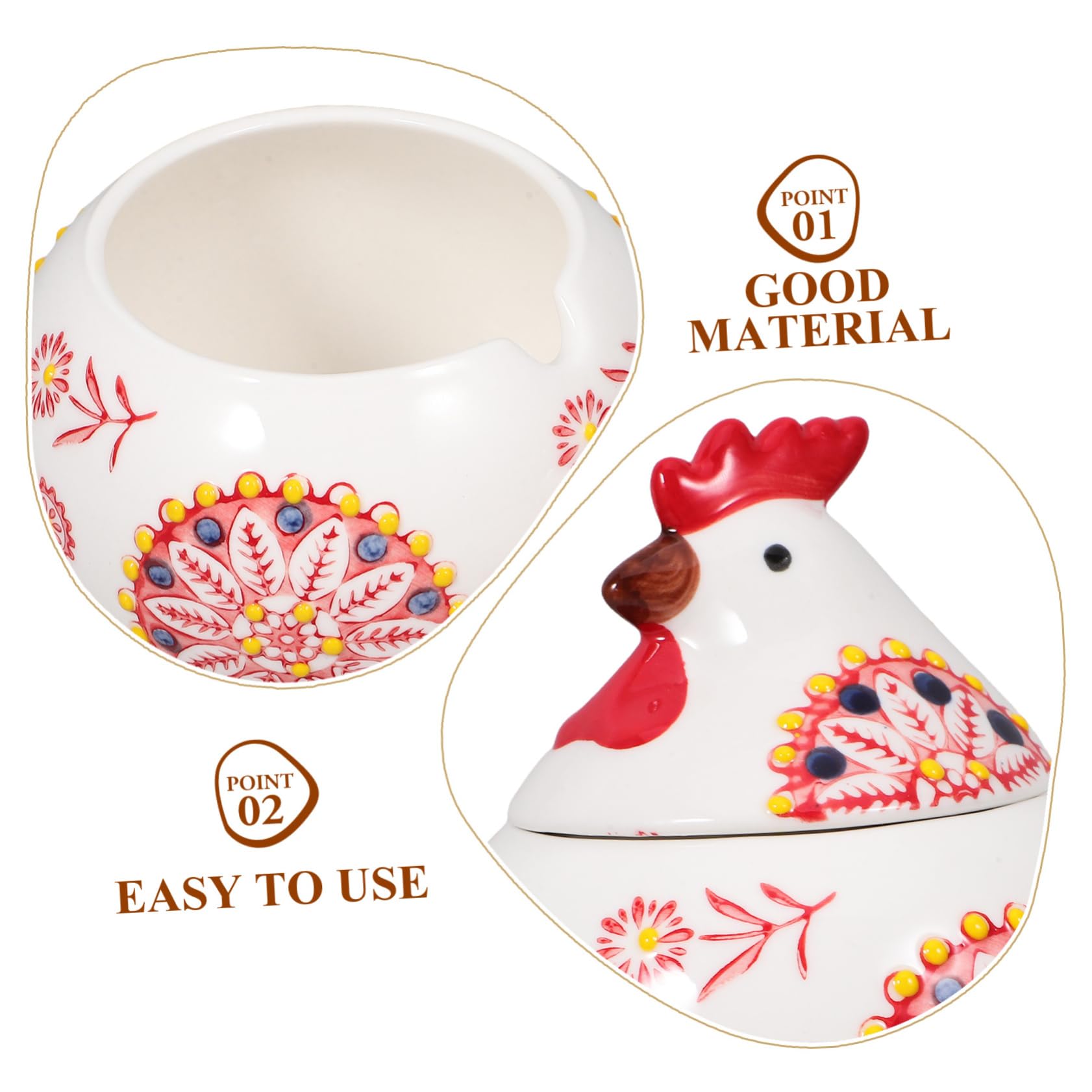 Pot À ÉPices En CéRamique Forme De Poule Avec Couvercle Pour Rangement D'Assaisonnement BoîTe À Biscuits DéCorative Pour Cuisine Snacks Et FêTes De PâQues 5.31X4.33X4.33In