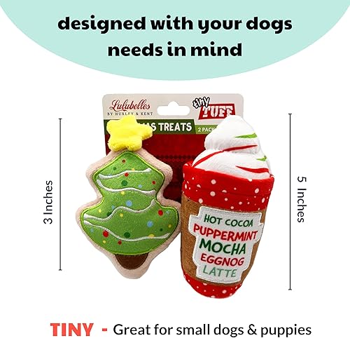 Miniatura 3 de Huxley & Kent Tiny Tuff - Juguete extra resistente para perros pequeños, paquete de 2 juguetes divertidos para perros, cuenta con chirriante,