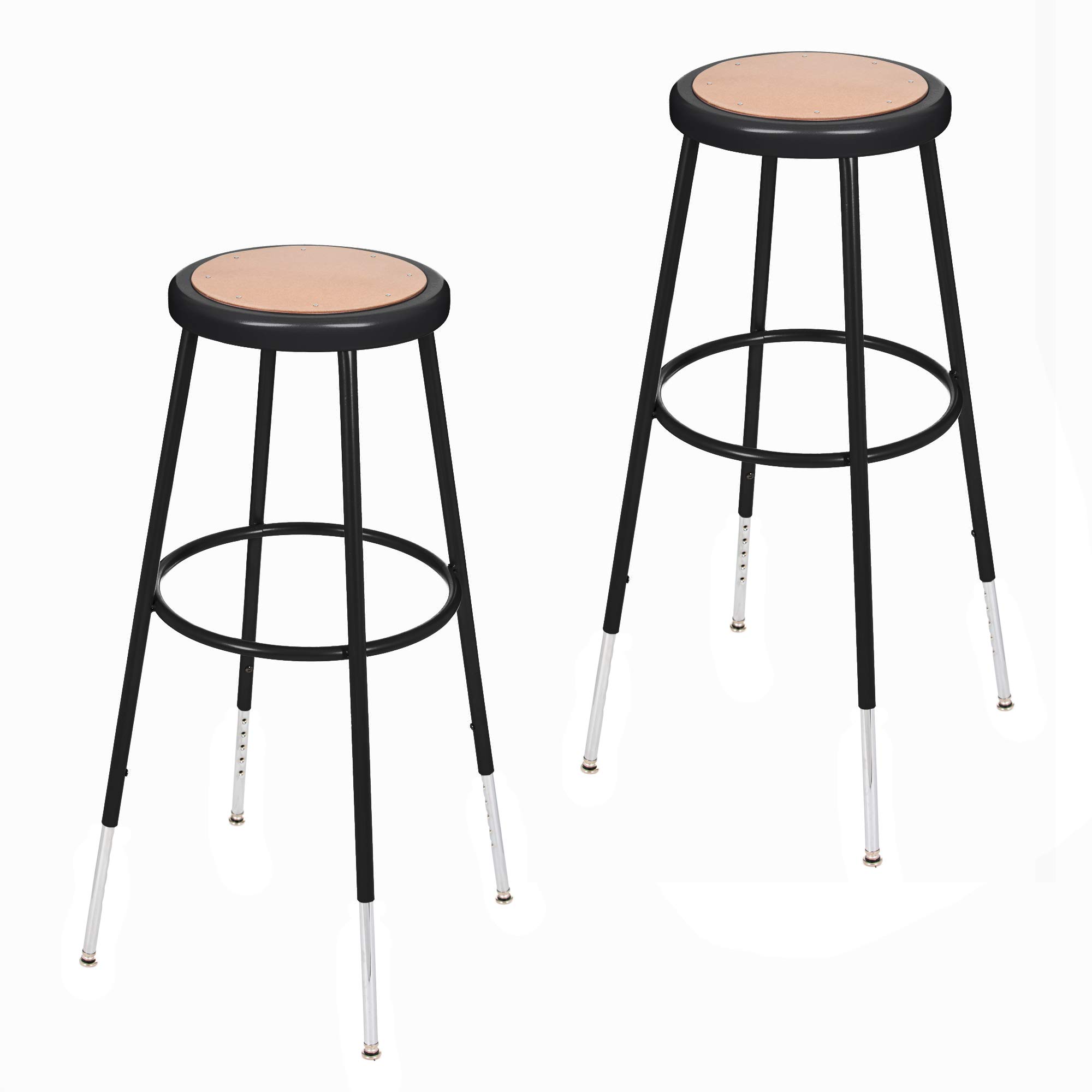 (2 Pack) OEF Furnishings Height Adjustable Black Shop Stool, 31-38" High