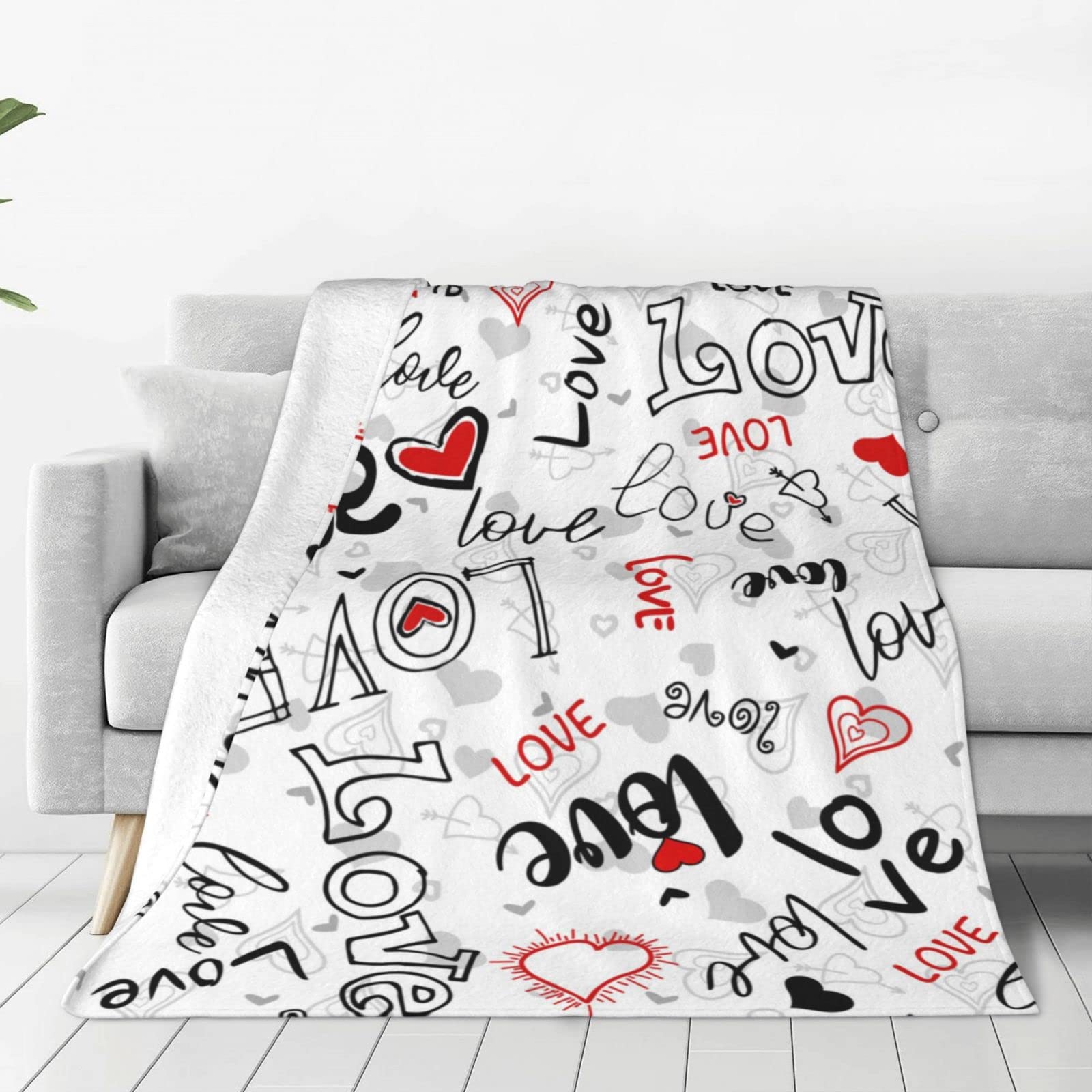 Lsjuee Throw Blanket Love Warm Cozy Soft Lightweight Flannel Fleece Blanket for Bedroom Sofa Room Home Decorative Fuzzy Blanket 40"x30"