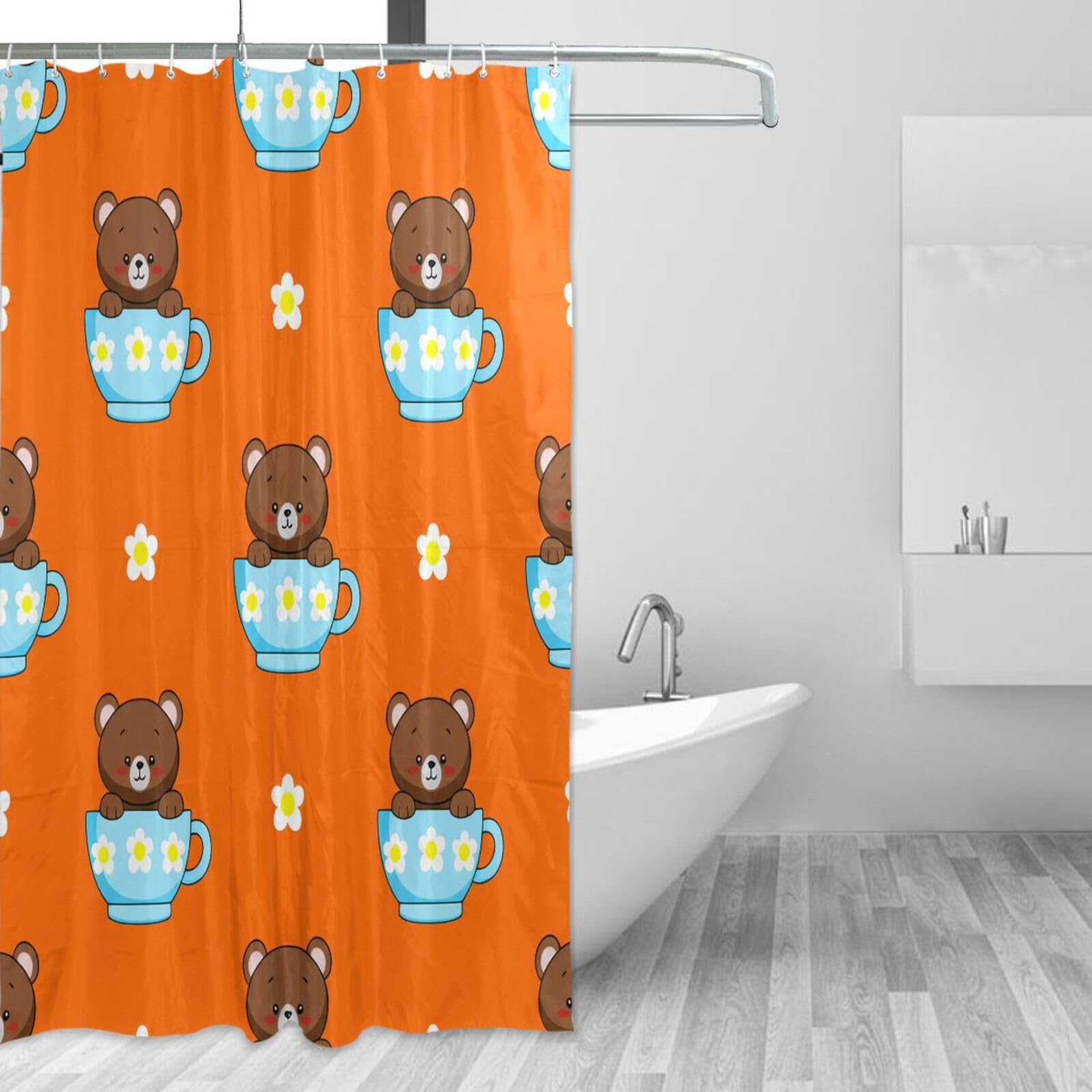 DUOBU Brown Animals Shower Curtain Washable Waterproof Fabric Bath Curtain 60x72Inch Shower Curtains with Hooks for Bathroom Decor