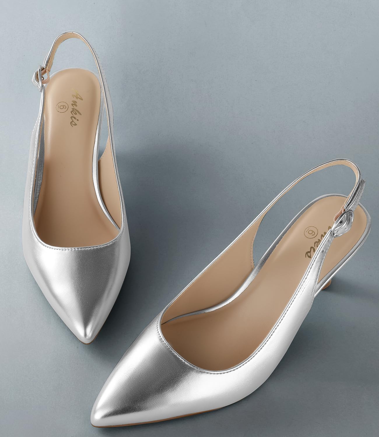 Ankis Women's Slingback Kitten Heels Closed Pointed Toe Pumps Dress Shoes Party Wedding Casual 2.5inch - Image 4