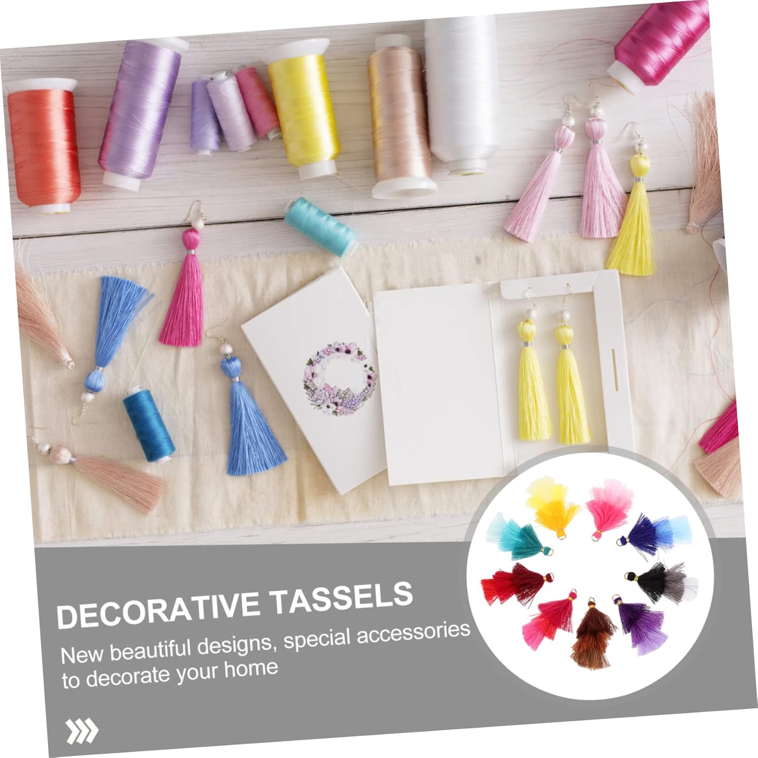 100pcs Three Layers Decorative Tassel Ornaments Mixed Hanging Accessories for Home Crafts Jewelry Making Keychains