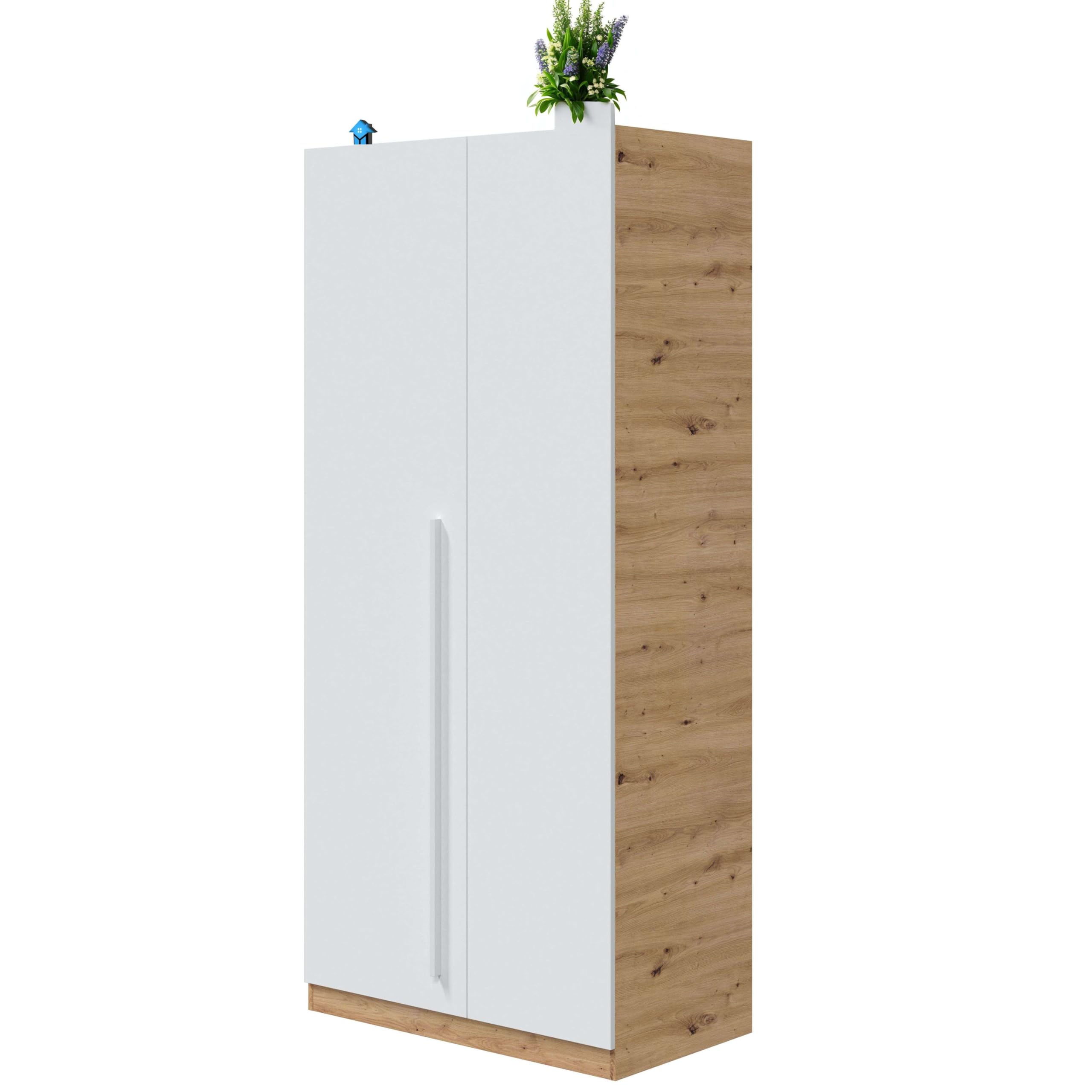 Miroytengo Armario Juvenil Noa Dormitorio en Melamina Roble Nodi y Blanco Artik 90 cm