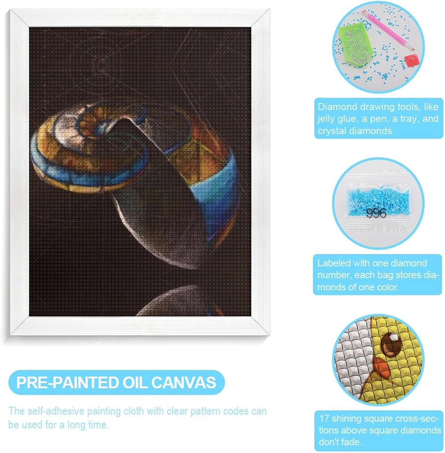 Fibonacci on A Nautilus Shell Diamond 5D Painting Kits with Frame DIY Full Round Drill Gem Art Crafts for Home Wall Decor 16 X 20in White Wood 40 * 50cm