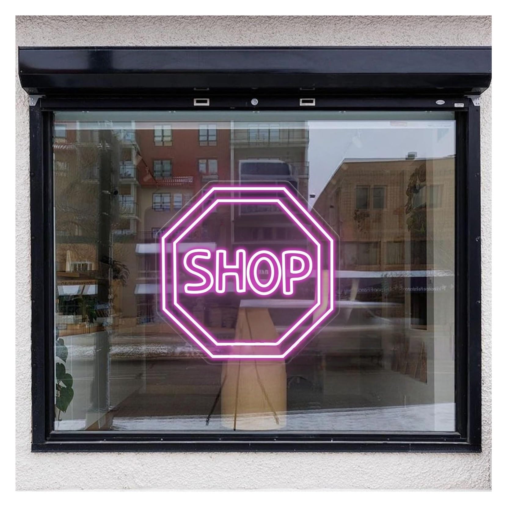 RONGCH Hanging Art Signs Octagon Shop Neon Sign,Suitable for Clothing Store Storefront Wall Decor with Dimmable 40cmx40cm(A)