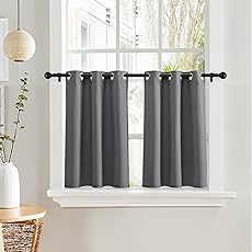RYB HOME Small Window Curtains for Kitchen, Thermal Insulated Privacy Shades for Bedroom Basement Bathroom Door Half Window Tiers, Width 34 x Length 30 inch, 2 Panels, Greyish Purple