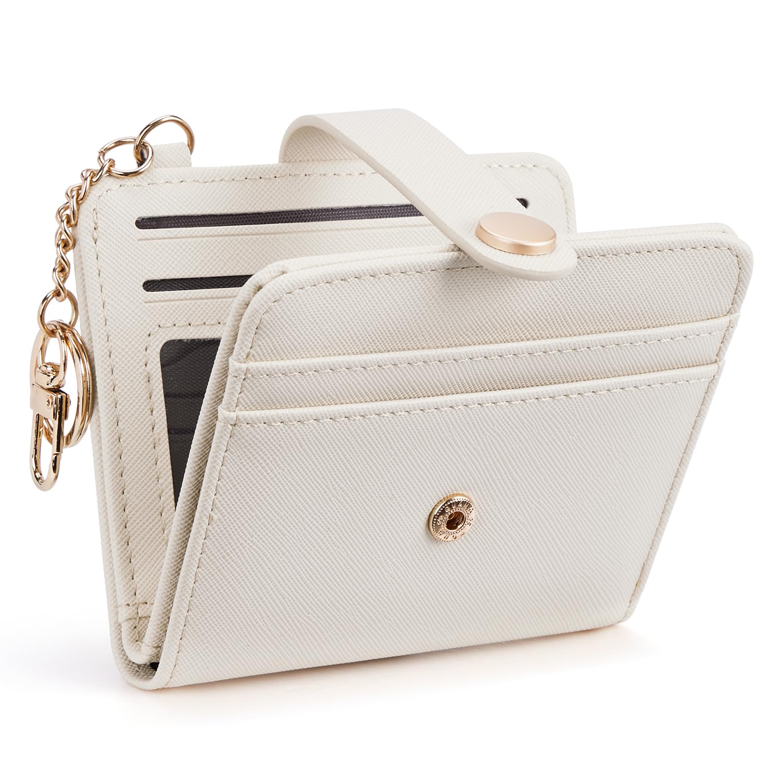 POIUGOYA Slim Wallet for Women,RFID Blocking Bifold Credit Card Holder with Zipper Coin Pocket,ID Window,Keychain