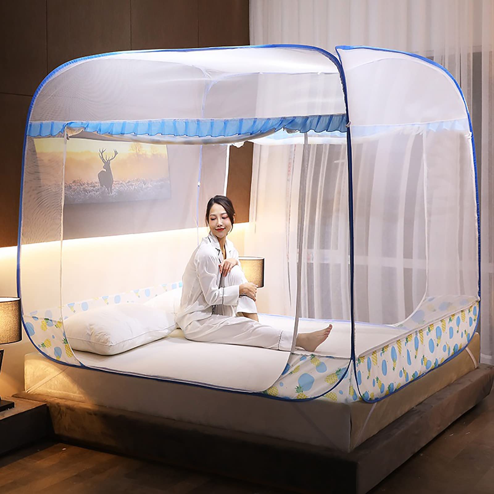 Zanzariera Pop-Up, Baldacchino Pieghevole Per Letto Con Zanzariera, Zanzariere Da Viaggio Portatili, Tenda Da Campeggio Pieghevole Per Zanzare A Doppia Porta,F,150x200cm