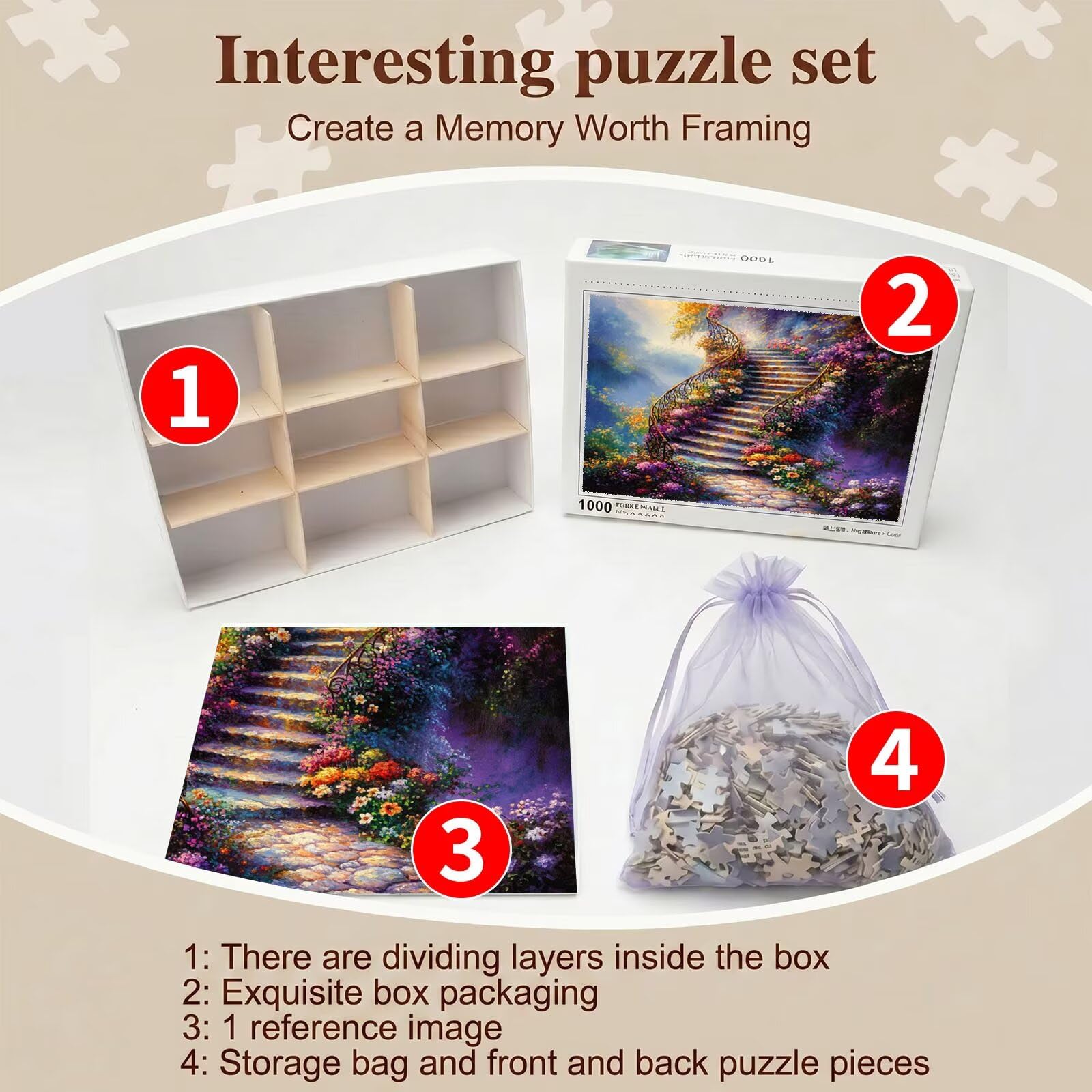 rêve Paysage Puzzle 1500 Pièces pour Adultes, Format 87 x 57 cm, Challenge Casse-Tête de Famille, Loisirs Créatifs et Relaxation, Pièces Robustes avec Lettres au Dos, Décor Murale Salon f0-786