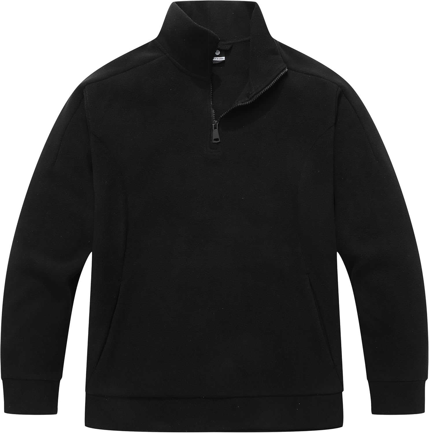 KAIDER Women's Plus Size Quarter-Zip Polar Fleece Pullover Jacket Stand Collar Sweatshirt with Pocket Long Sleeve Sweater Black 4X