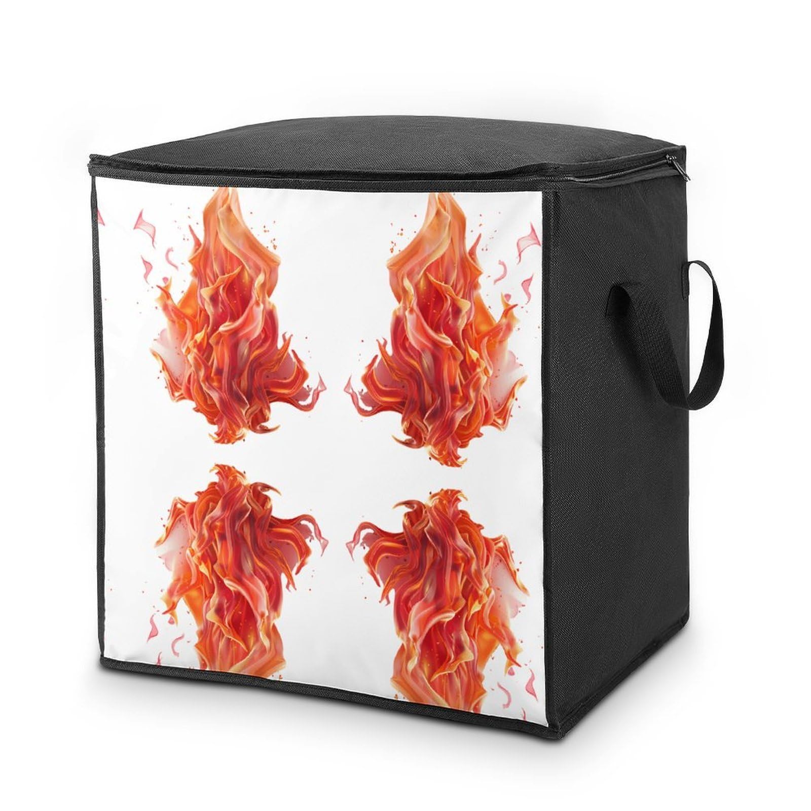 Lyfthologen 70L Storage Bags, Flame Storage Box with Lid Zipper And Handles, Clothes Bags for Quilt, Blankets, Bedding