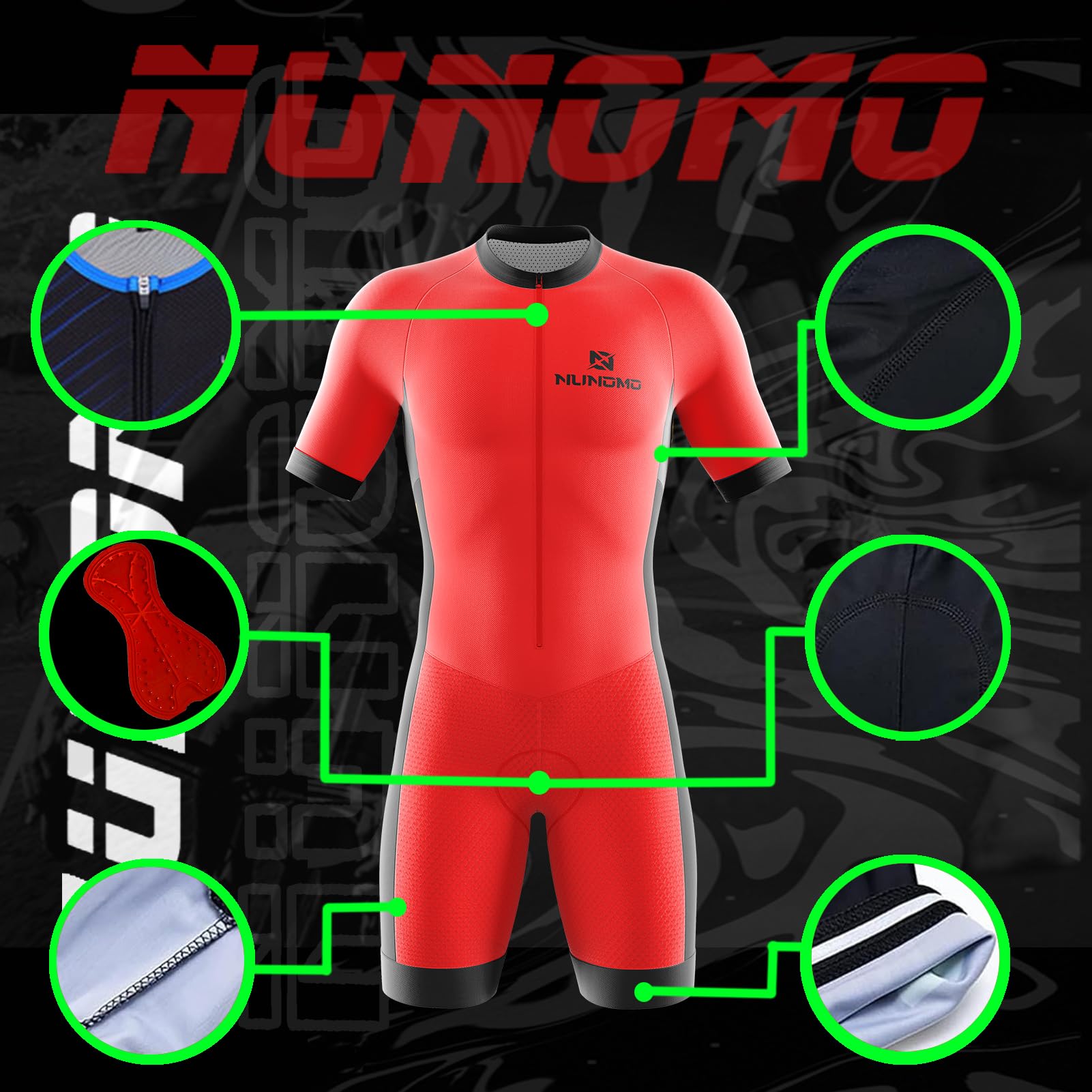 Tuta da Triathlon a Maniche Corte da Uomo, MTB Body Trisuit Cycling Skinsuit with Gel Pad per Nuoto/Corsa/Ciclismo,Men's Elite Sleeveless Trisuit da 3 Tasche