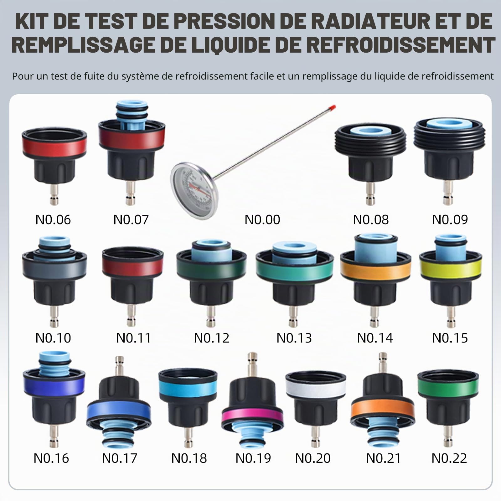 FreeTec 28pcs Testeur Systeme de Refroidissement, Kit Testeur Pression Radiateur, Universels Test Fuite et Purgeur pour Liquide Refroidissement, Appareil Test Radiateur avec Pompe et Adaptateur