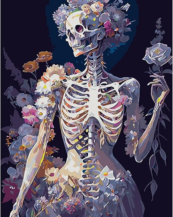 Hrobig Paint by Numbers Adult Simple Skull Beginner DIY Hand