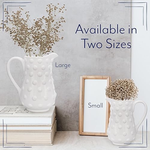 Miniatura 9 de AuldHome Design Jarra de cerámica blanca con clavos (tamaño grande), estilo retro vintage