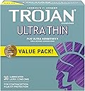 TROJAN Ultra Thin Condoms for Sensitivity, Lubricated TROJAN Condoms for Men, 36 Count Value Pack