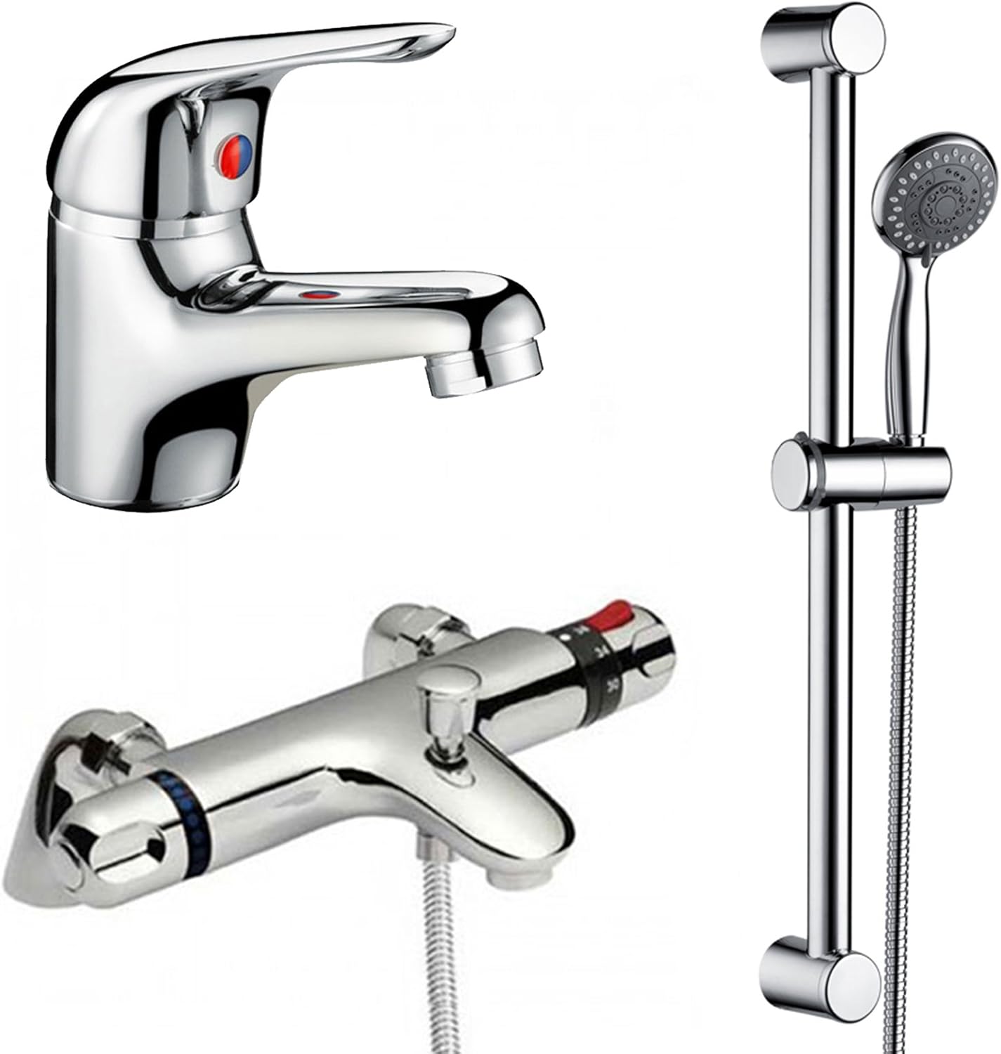 DBS Wash Basin Mixer Tap and Thermostatic Bath Shower Mixer Tap Set ...