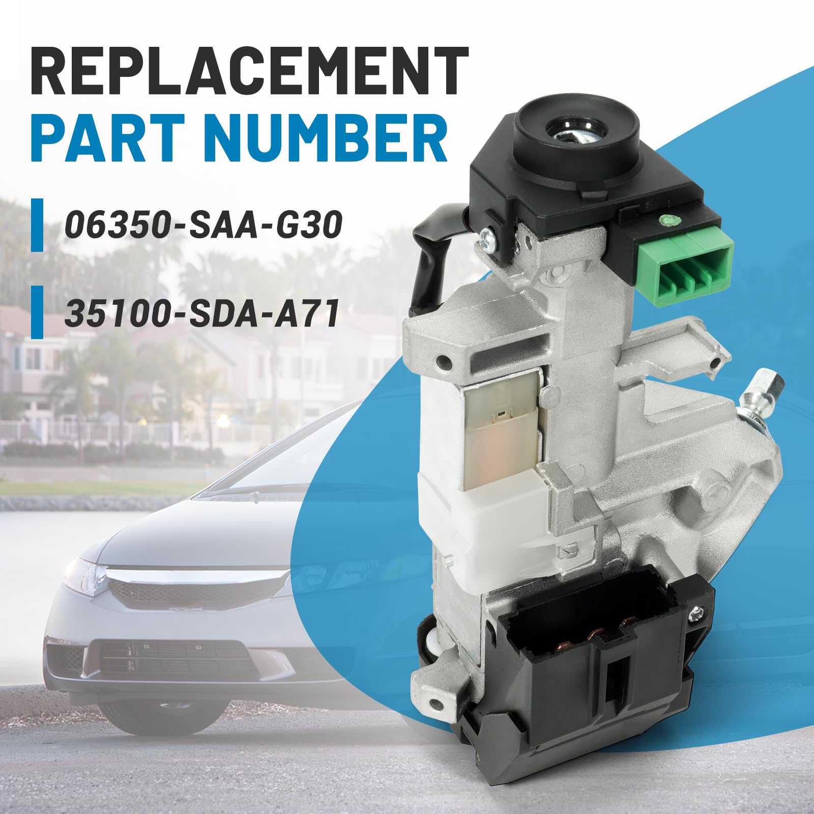Ignition Lock Cylinder With 2 Remote Keys - Compatible With 2006-2011 Honda Civic, CR-V, Fit (Replaces 35100-SDA-A71)