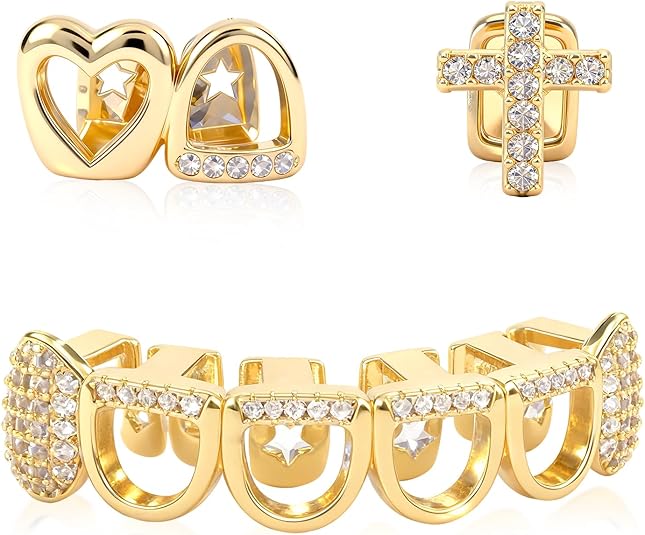 Grillz Set for Women & Men: Stylish Hip Hop Dental Jewelry for Parties and Cosplay
