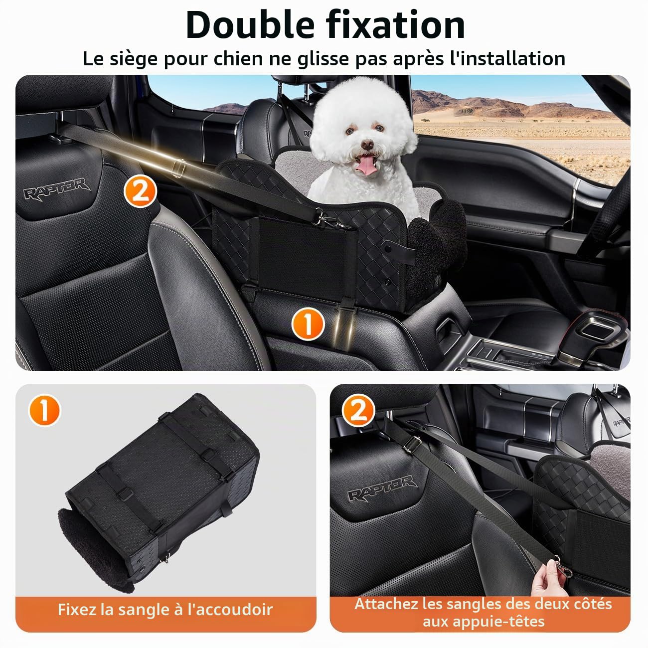 GGW Siège Auto 99% accoudoir Central Petits Chiens Fixation étanche Cuir Noir
