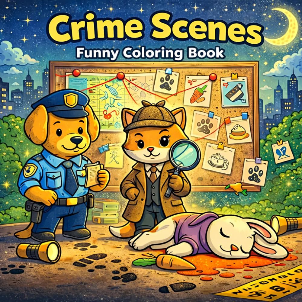 Crime Scenes: Funny Coloring Book for Adults and Teens