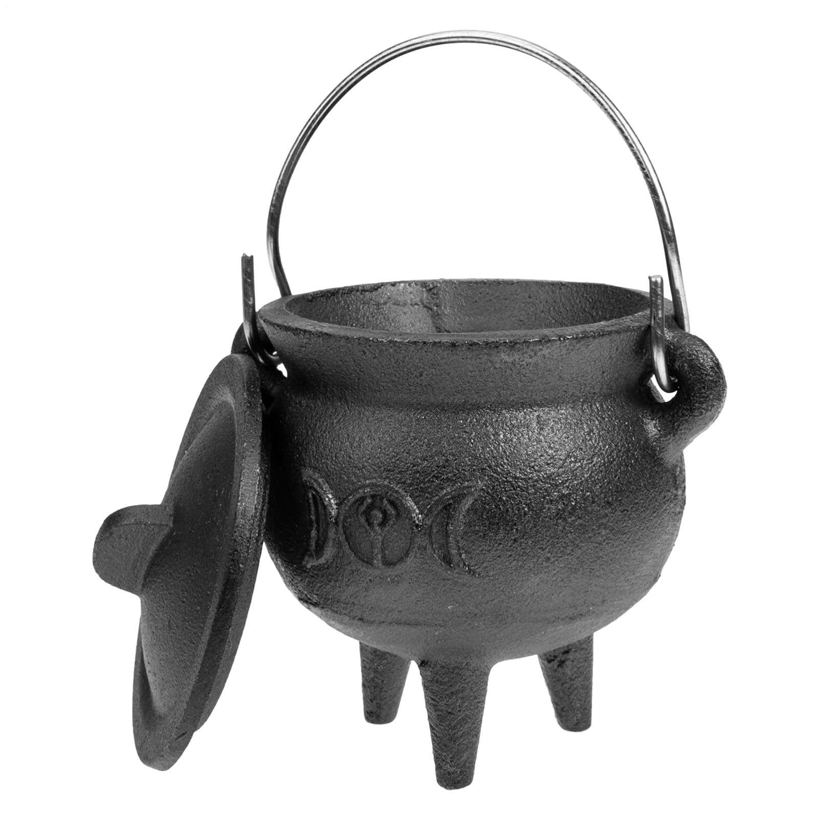 Seau de pot de chaudron de sorcière noir stable pour combustion sécurisée d'encens