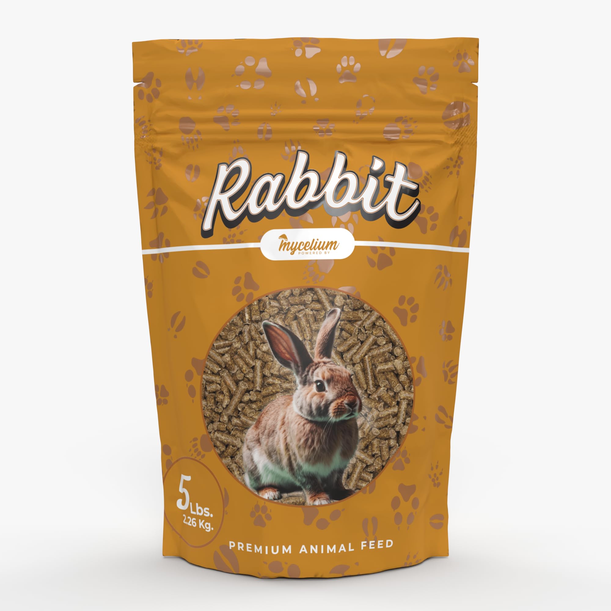 Mycelium Premium Rabbit Food - Organic, Non-GMO, High Nutritional Value Food for Rabbits, Sourced from Local USA Farms, Sustainable Farming, 5 lbs