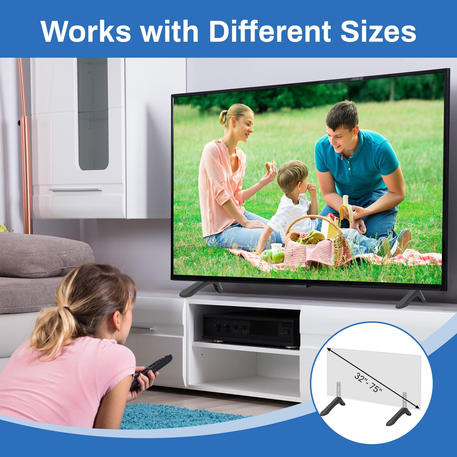 Supporti per TV, supporti universali per TV per televisori da 32-65 pollici, piedistallo stabile, coppia di piedi per TV piatta curva Smart TV LCD LED supporto per TV TCL