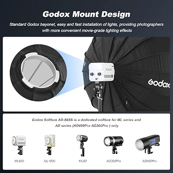 Godox AD-S65S Softbox Godox Mount Softbox 65cm/25.6inch with Grid/Carry Bag