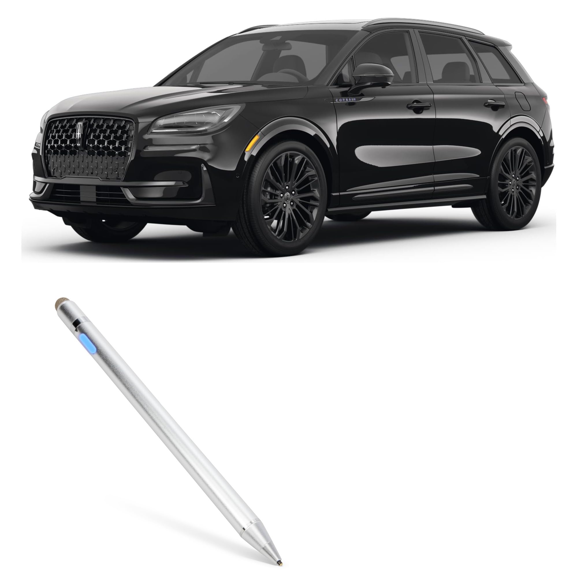 BoxWave Stylus Pen Compatible with Lincoln 2023 Corsair Display (13.2 in) - AccuPoint Active Stylus, Electronic Stylus with Ultra Fine Tip - Metallic Silver