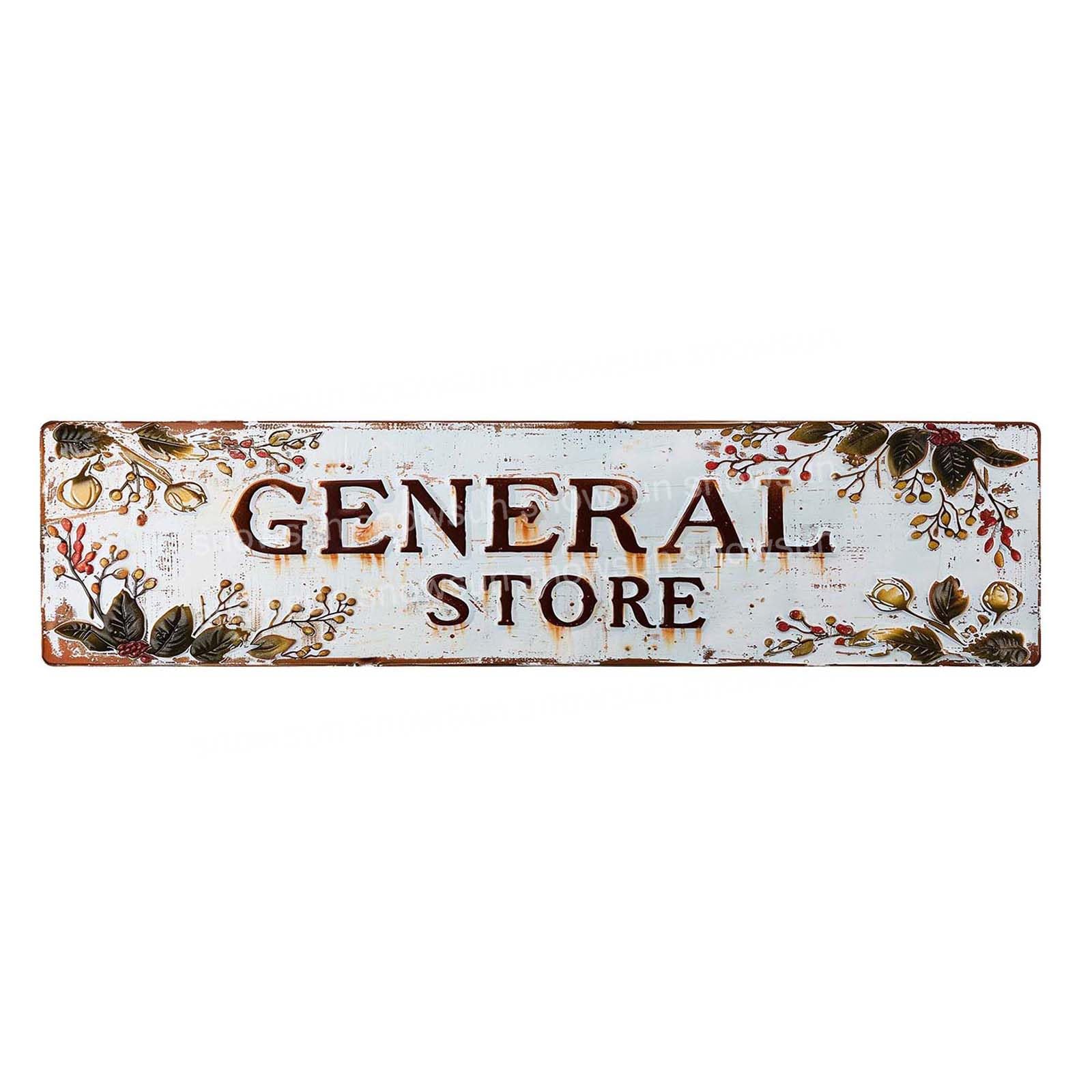DTHNKL General Store Vintage Metal Tin Sign 16x4 inch - Retro Decor for Home Bar Office Outdoor Garden Wall