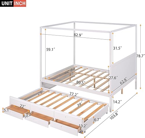 Miniatura 3 de Favfurish Cama de plataforma de casa de tamaño individual con cabecero y estribo, diseño de techo, cama de madera con forma de casa para niños y