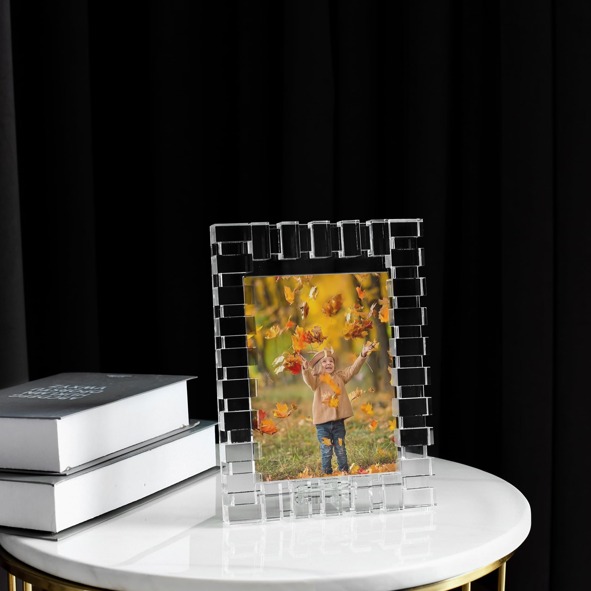 kitCom Kristall-Bilderrahmen, 12,7 x 17,8 cm, Hochzeitsrahmen, Tischdekoration, Hochzeitsrahmen (passend für Fotos à 12,7 x 17,8 cm), transparent, mit Geschenkbox